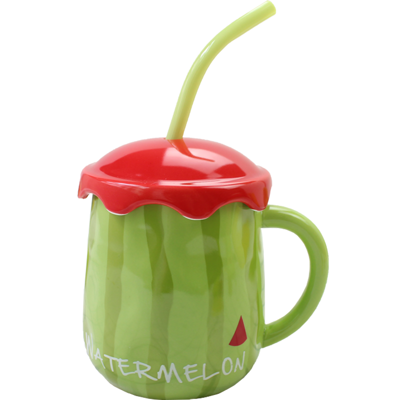 Love a graces simulation watermelon summer fruit hand - made ceramic keller with cover to send suction cup 460 ml