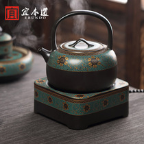 Dark incense Black pottery beam teapot Enamel color ceramic kettle Teapot side handle teapot Electric pottery stove tea maker