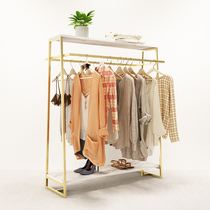 Lizhou clothing store double row Zhongdao display rack shop middle shelf iron hanger parallel bar shelf gold