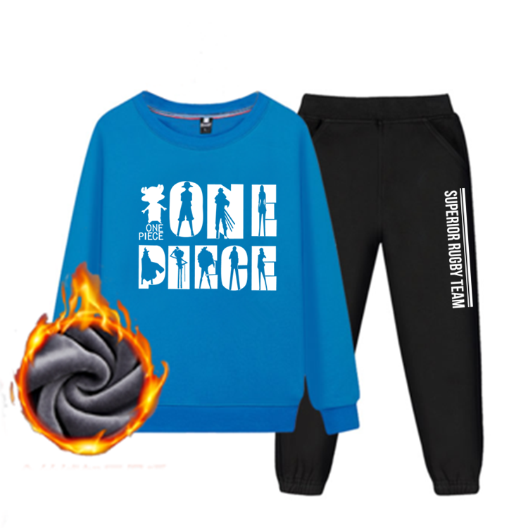 Fat boy sweater plus velvet suit winter clothing 2018 new middle-aged children thickened two-piece suit 13 children's clothing 15 years old