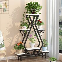 Flower Shelf shelf pot shelf living room floor-standing movable flower stand multi-layer wrought iron Green Lotus pot stand Indoor
