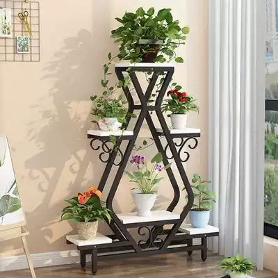 Flower Shelf shelf pot stand living room floor-standing movable flower stand multi-layer wrought iron gold Ge flower pot stand Indoor