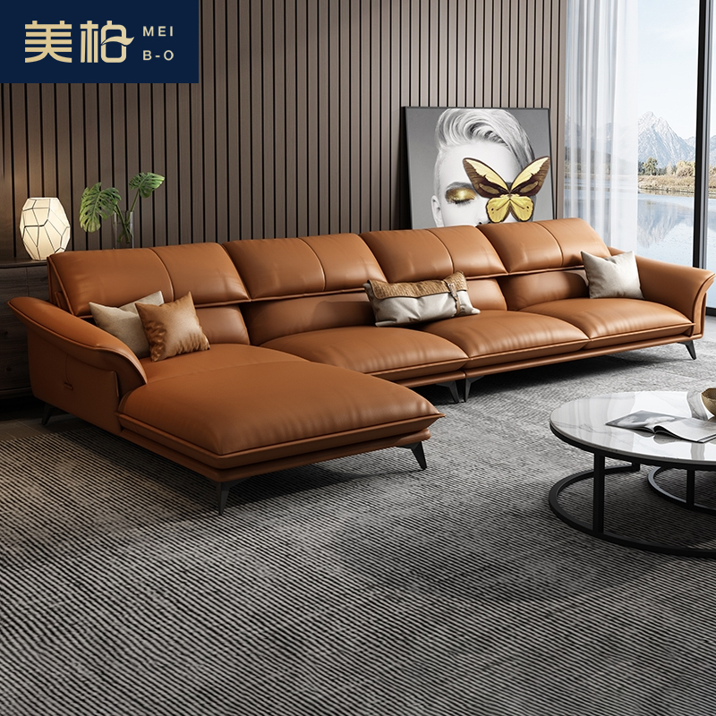 Willy-style minimalist real leather couch modern minimalist leather sofa Nordic Living room light extravagant size family leather sofas combined-Taobao