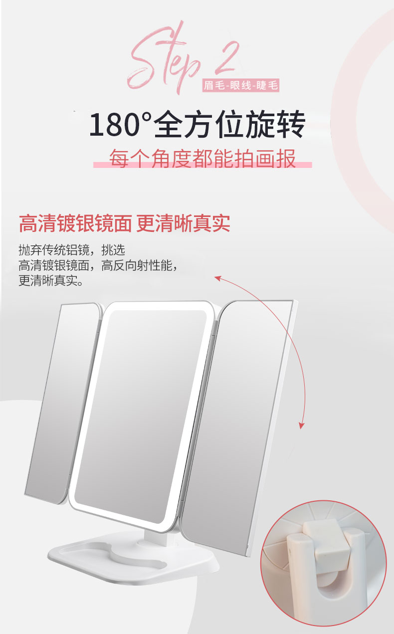 LED chiếu sáng gương gương vuông desktop tuba dễ thương công chúa vẻ đẹp gương Gương điền ký túc xá kính hiển vi ánh sáng bộ cọ trang điểm cá nhân