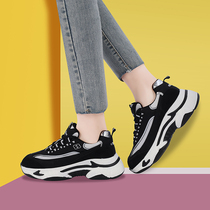 Leather panda dad shoes female ins tide 2022 spring new explosion style European goods all-match heightening casual sports shoes