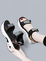 Thick-soled sports sandals womens ins tide 2022 new summer muffin fashion flat bottom soft bottom wedge heel outer wear