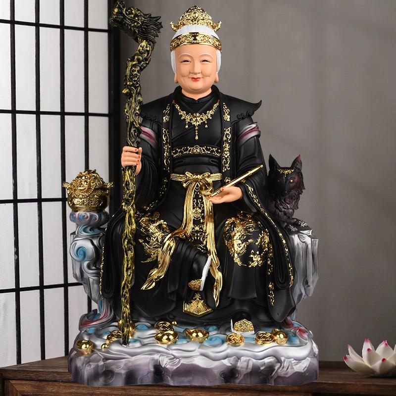 Black Old Lady Statue, Black Mother Statue, Resin for Worship at Home, Tiecha Mountain Black Old Lady Figurine, Northeast Four Great Families