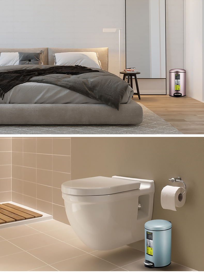 EKO垃圾桶家用轻奢高档客厅厨房卫生间创意带盖不锈钢简约脚踏式详情11