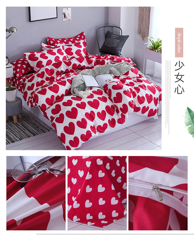 Ins girl tim net đỏ hồng da báo giường bông bốn mảnh cotton ký túc xá mẫu chăn ga gối đệm cưới