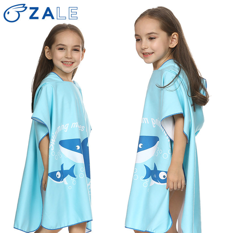 Zalong children's beach sun protection wind and warm bath towel boy and girl baby beach towel with hat cloak bathrobe