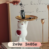 Yanzi into the home shoe cabinet entrance key storage ornaments bear Nordic style desktop creative light luxury housewarming new home gifts