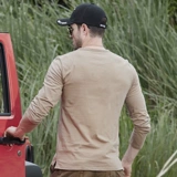 Джип, боевая машина, мужской хлопковый тонкий приятный телу лонгслив для отдыха, осенний, V-образный вырез, оверсайз