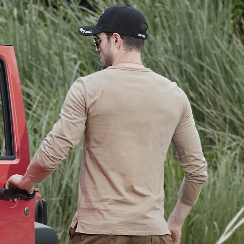 Джип, боевая машина, мужской хлопковый тонкий приятный телу лонгслив для отдыха, осенний, V-образный вырез, оверсайз