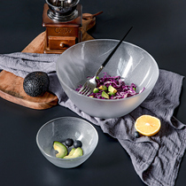 Fruit and vegetable salad bowl household glass salad plate size transparent European dessert bowl noodle soup bowl set