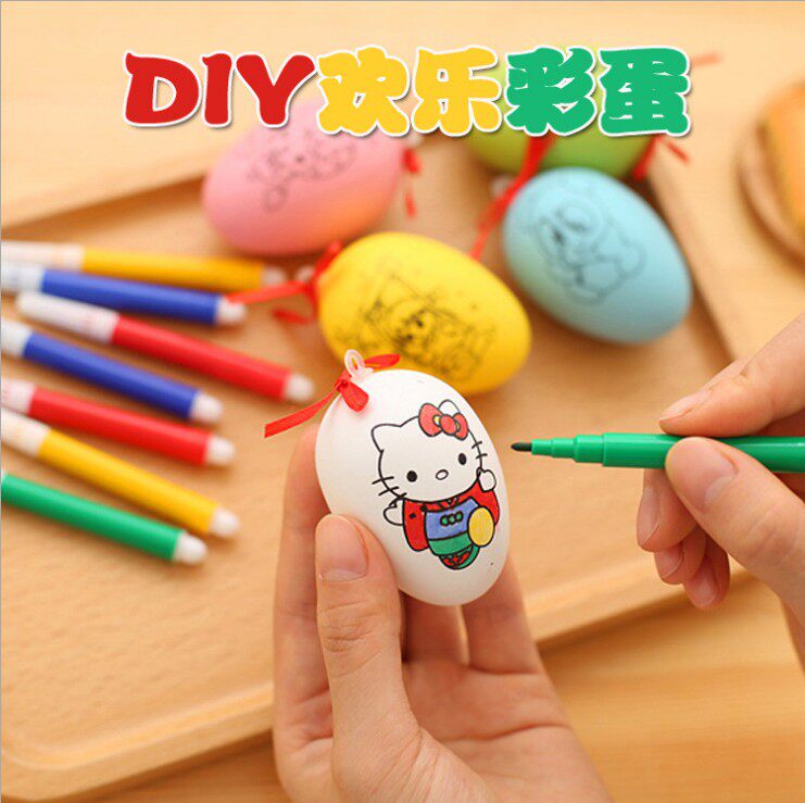 Joy Colorful Eggs Children's Festival Gifts Children Diy Cartoon Painted Egg Hand-painted Eggshell Toddlers Handmade Toddlers