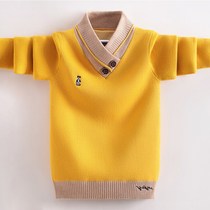 Korean boy sweater 2022 new winter hoodie children with velvet and thicker street knit shirts
