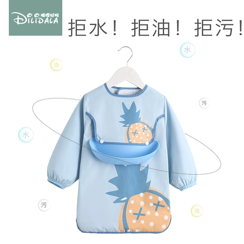 Детский демисезонный фартук, термобелье, нагрудник для мальчиков, водонепроницаемый лонгслив для раннего возраста для еды, в западном стиле, с карманом