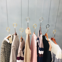 Clothing store rings hanging fashion shop clothes chain hanger display rack hook hanging steel wire golden ring