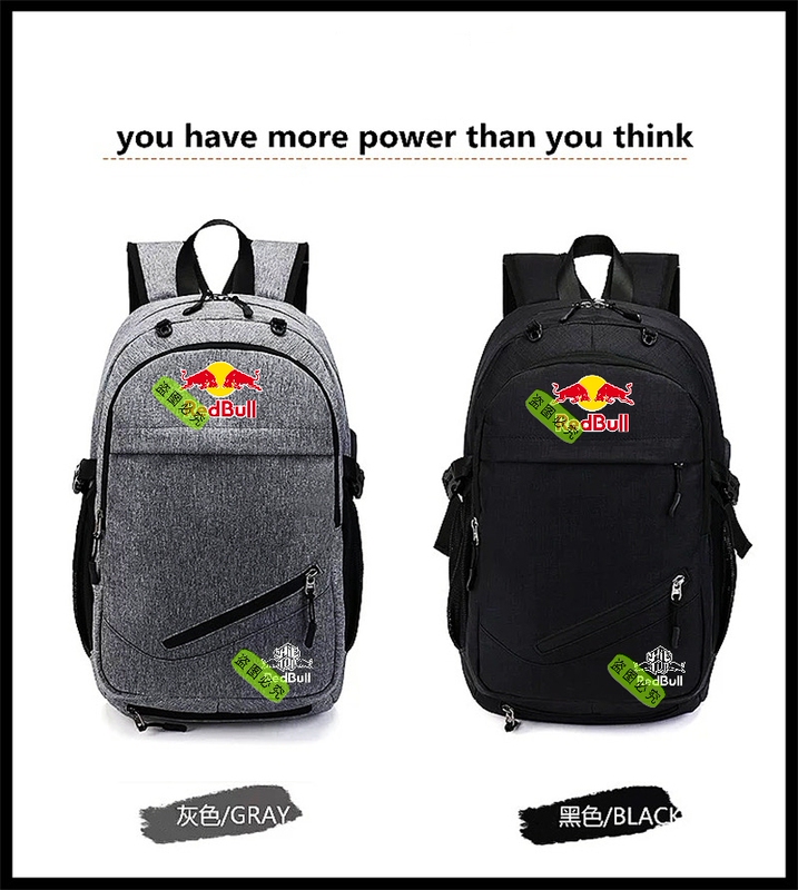 Redbullman Red Bull Embroidered Backpack Student School Bag Computer Bag Multifunctional USB Basketball Backpack