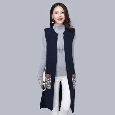 Mùa xuân váy dài vừa tay áo bên ngoài cardigan Hàn Quốc phiên bản đan áo len áo khoác vai lỏng vest của phụ nữ