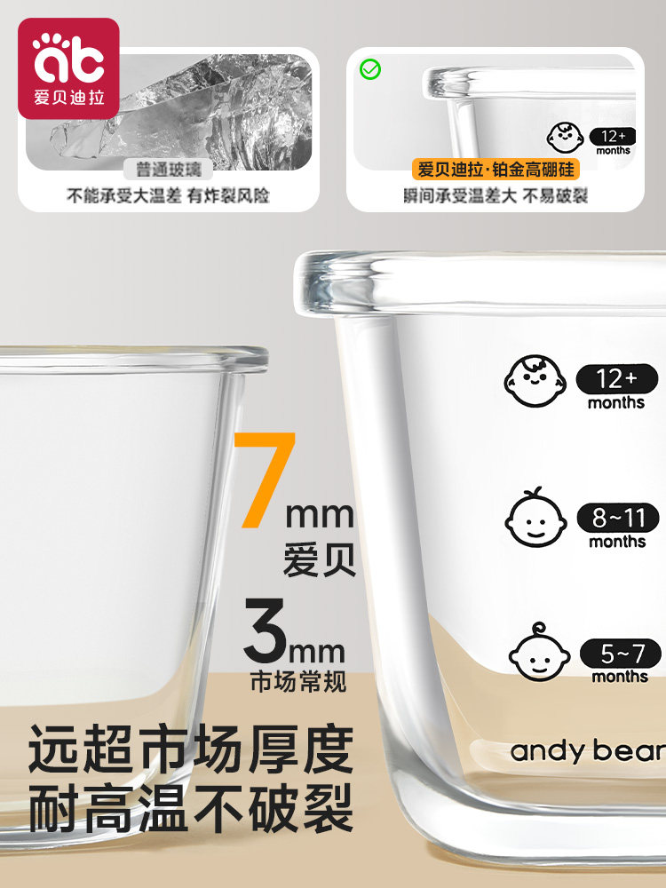 Baby Food Bowl, Glass, Can Be Steamed, Kept Fresh, Stored, Egg Custard Bowl, Cup Mold Tool, Complete Set, Special Baby Food Box