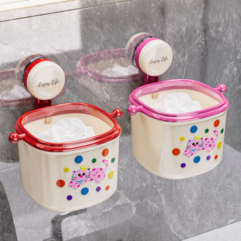 Suction cup trash can wall-mounted bathroom storage