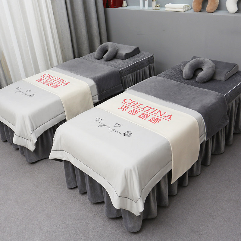 Zhengbo beauty bed cover four-piece set high-end Jane European light luxury massage massage bed cover ear-picking bed bed cover custom logo