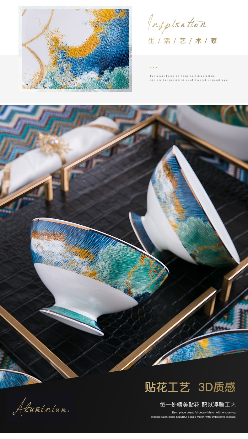 The jingdezhen ceramic dishes chopsticks sets of household new dishes only combination of Chinese style creative dish bowl suit