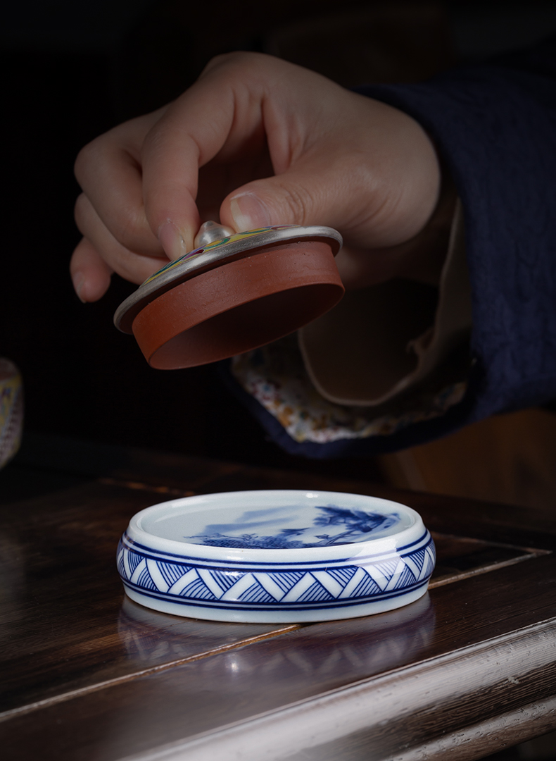 About Nine katyn all hand antique blue cover buy ceramic kung fu tea tea spare parts it cover cup mat