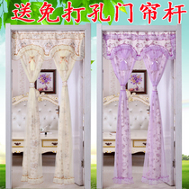 Four seasons lace door curtain Bedroom living room screen door curtain Bathroom long curtain fabric double hanging curtain decorative household curtain