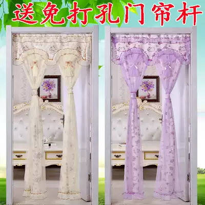 Four seasons lace curtain bedroom living room gauze curtain makeup room long curtain fabric double switch hanging curtain decoration household curtain