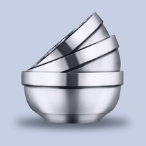 Food grade 304 stainless steel bowl Household childrens double insulation and anti-scalding soup bowl canteen anti-fall eating bowl single