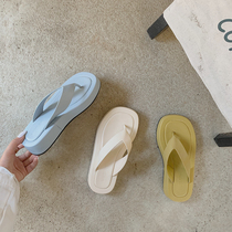 Recommended 2020 Summer new Korean version of Joker candy color thick bottom cool woman round head fashion Flip-flops womens shoes