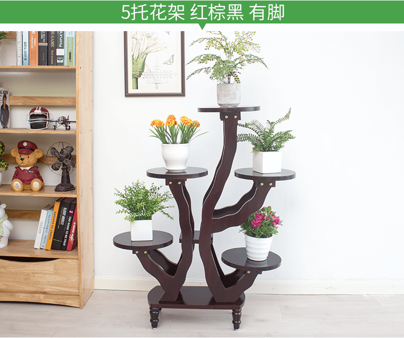 Gỗ hoa đứng trong phòng khách ban công lắp ráp nhiều lớp đơn Trung Quốc nguyên bản gỗ phong cách châu Âu treo hoa phong lan xanh - Kệ giá sách cho bé