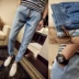 Mùa thu đông quần jeans nam phiên bản Hàn Quốc của quần harem chân nhỏ quần thun nam co giãn eo ống chân bó sát quần xu hướng nam áo nam đẹp Cao bồi