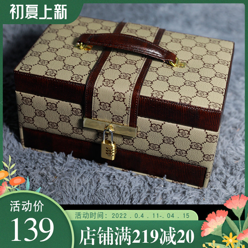 Code lock first decoration case European-style princess Korea wood with lock retro large capacity hand decorated jewellery to contain gifts