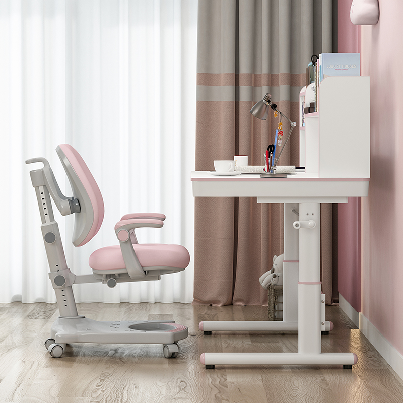 Child Learning Lift Table Student Desk Solid Wood Grain Plate Desk Home Table And Chairs Suit Bookshelf Desk Desk