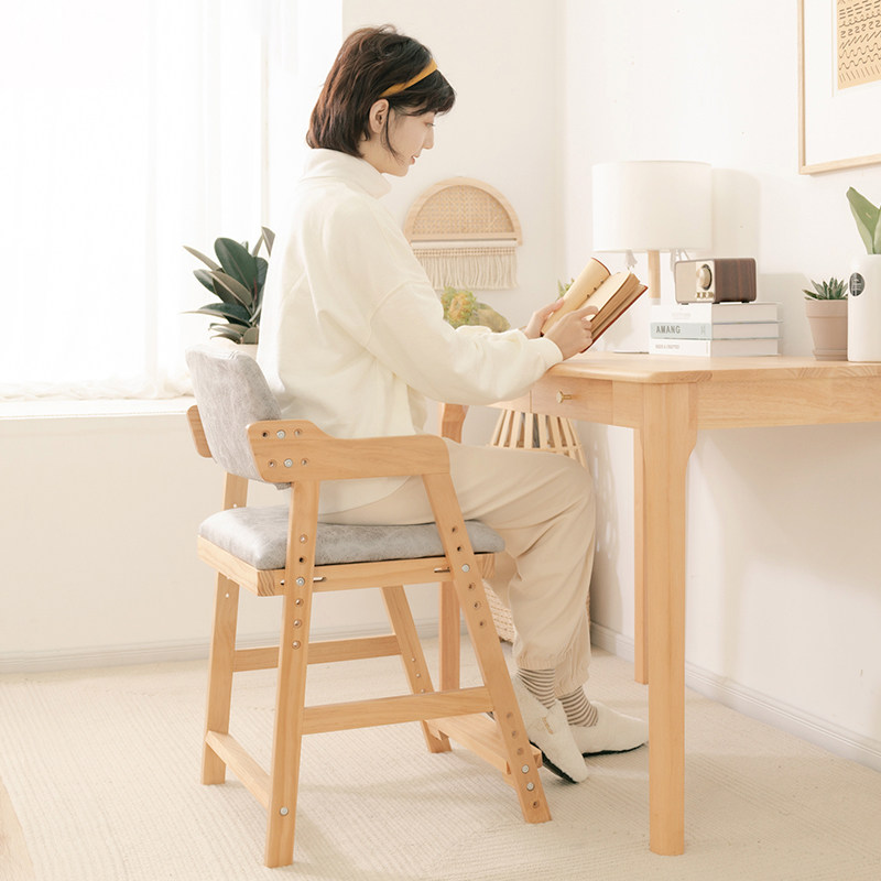 Solid wood children study chair office chair student book table and chairs leaning back chair can lift and correct sitting chair dining chair