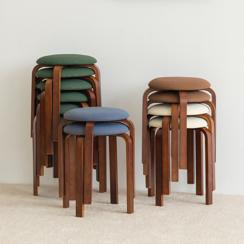 Original IMPORTED SOLID WOOD STOOLS DOMESTIC BENCH LIVING-ROOM SMALL BENCH TABLE WOOD STOOLS CLOTH ART DINING BENCH FOUR FEET ROUND STOOL