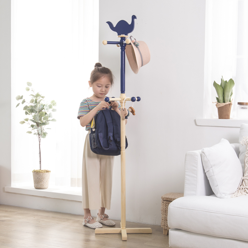 Innes Solid Wood Children Clothes Hat Rack Landing Hanger Cartoon Cute Children Room Creative School Bag Clothes Racks 