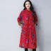 Kích thước lớn của phụ nữ béo mm lỏng cộng với nhung dày in quốc gia Trung Quốc bông mẹ ấm mùa thu và áo khoác mùa đông áo kiểu trung niên sang trọng Quần áo của mẹ