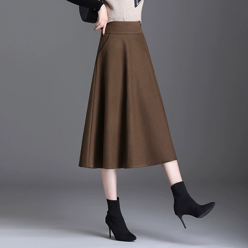 Цветная шерстяная зимняя юбка, коллекция 2023, А-силуэт, увеличенная толщина