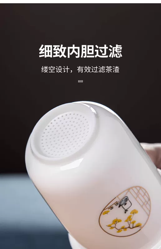 Suet-béo ngọc sứ du lịch di động bộ ấm trà ngoài trời kung fu trà thủy tinh ba cốc nhanh cốc sử dụng cá nhân bình trà du lịch