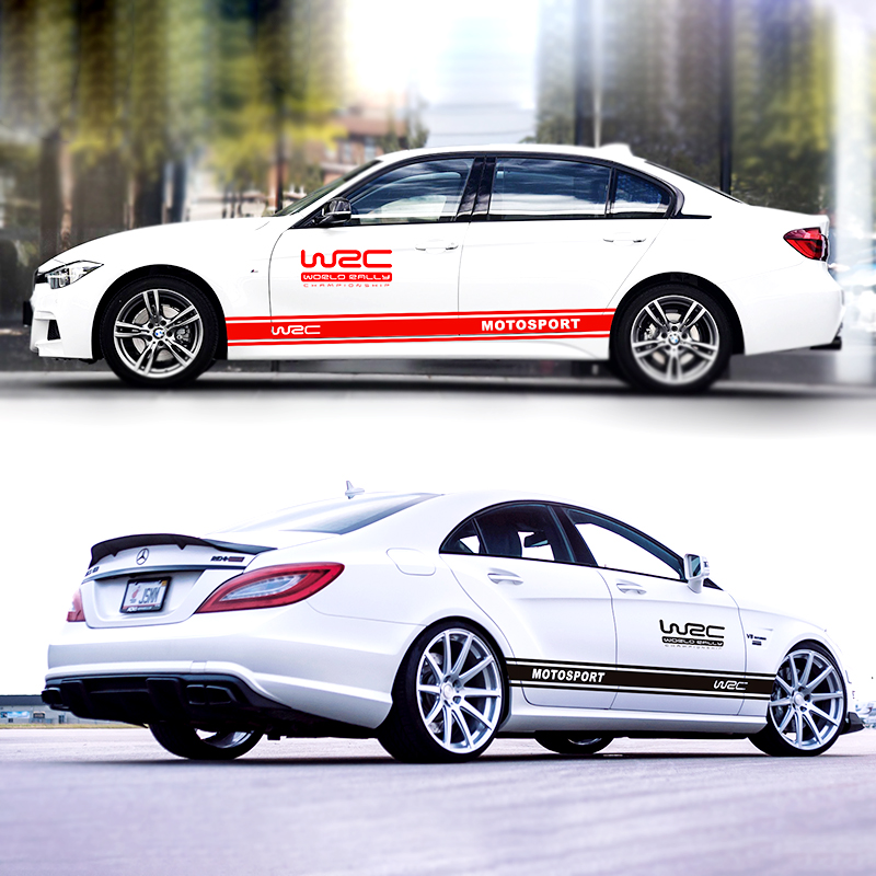 Car side skirt to cover scratches, car stickers, personalized modification, pull flower door decoration WRC sports universal body sticker