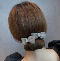 Rhinestone bow hair accessories curling hair stick lazy ball ball head hair artifact headdress summer Net red hair card back of the head