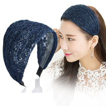 Cover white hair Broken hair Pressure hair wide-brim hair band Hair band tooth non-slip headband Fabric wild lace Adult hair band