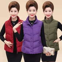 Phụ nữ trung niên mùa thu và mùa đông xuống áo vest ngắn bằng vải cotton cho phụ nữ Áo dài 40-50 tuổi áo gile phao