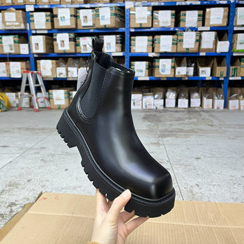 Square toe solid color thick sole thick heel short boots chelsea boots