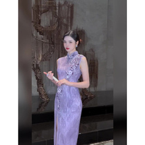 Ocnltiy new Chinese style womens improved cheongsam 2024 summer new temperament dress long skirt sleeveless dress