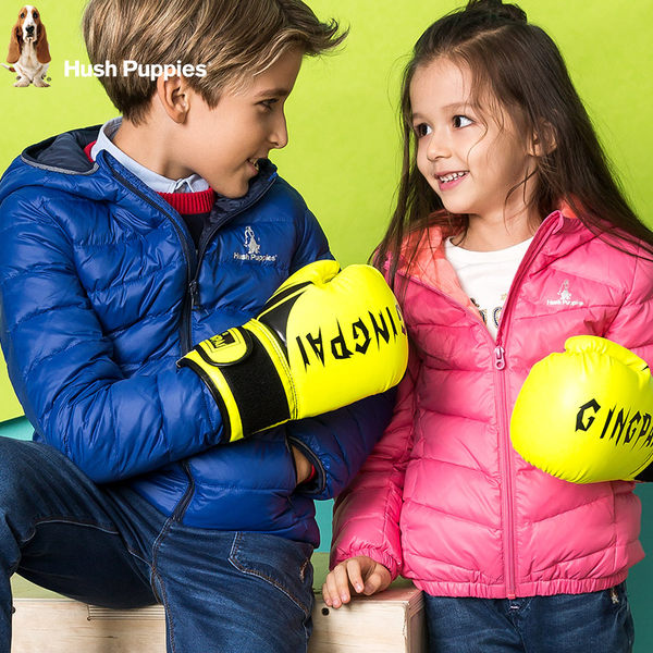 Hush Puppies 暇步士 17年冬季新款  轻薄连帽 儿童羽绒服￥299包邮（￥399-100）男、女童多色可选